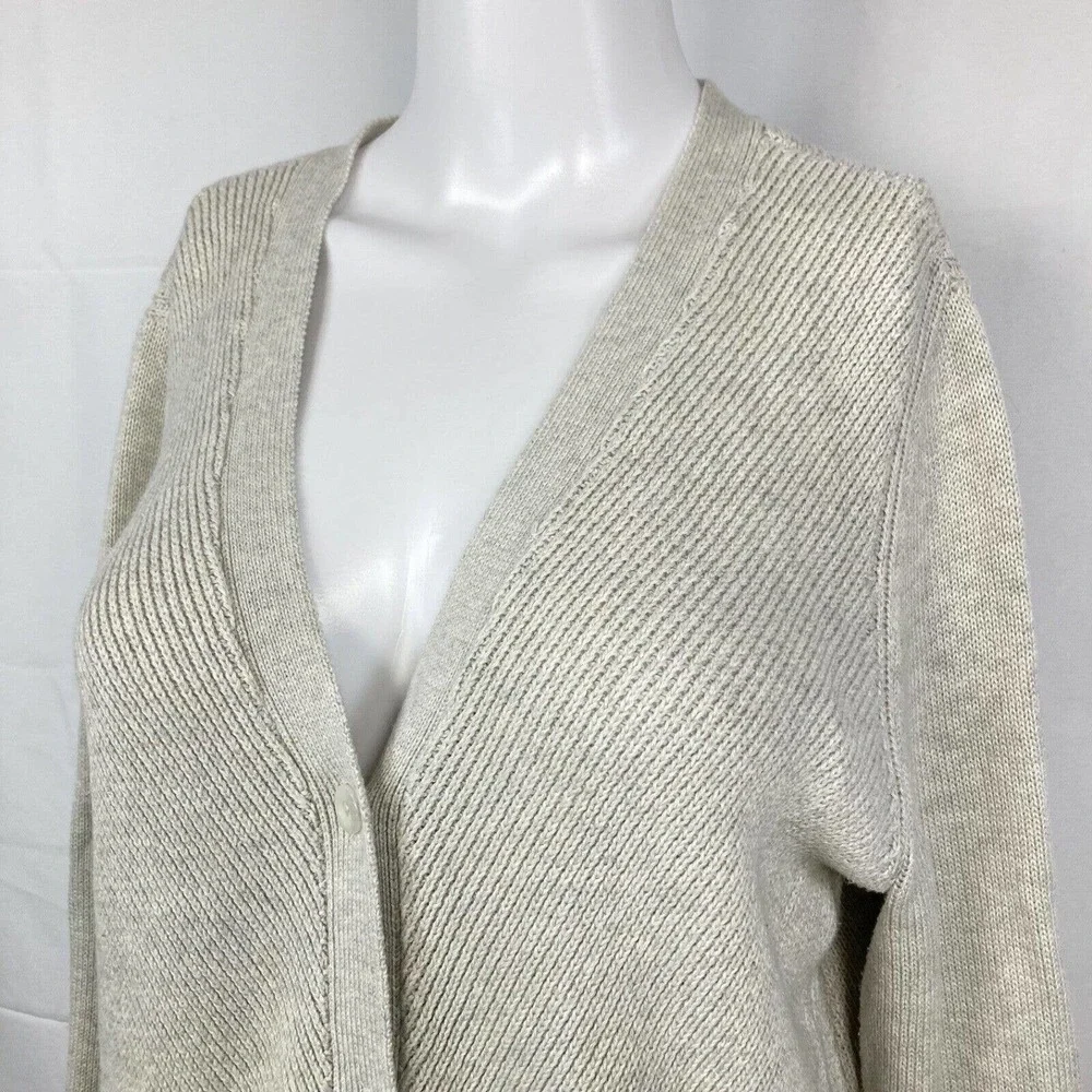 Cabi Cardigan Womens Sz M Gray‎ V Neck Long Sleeve Cotton Button Sweater